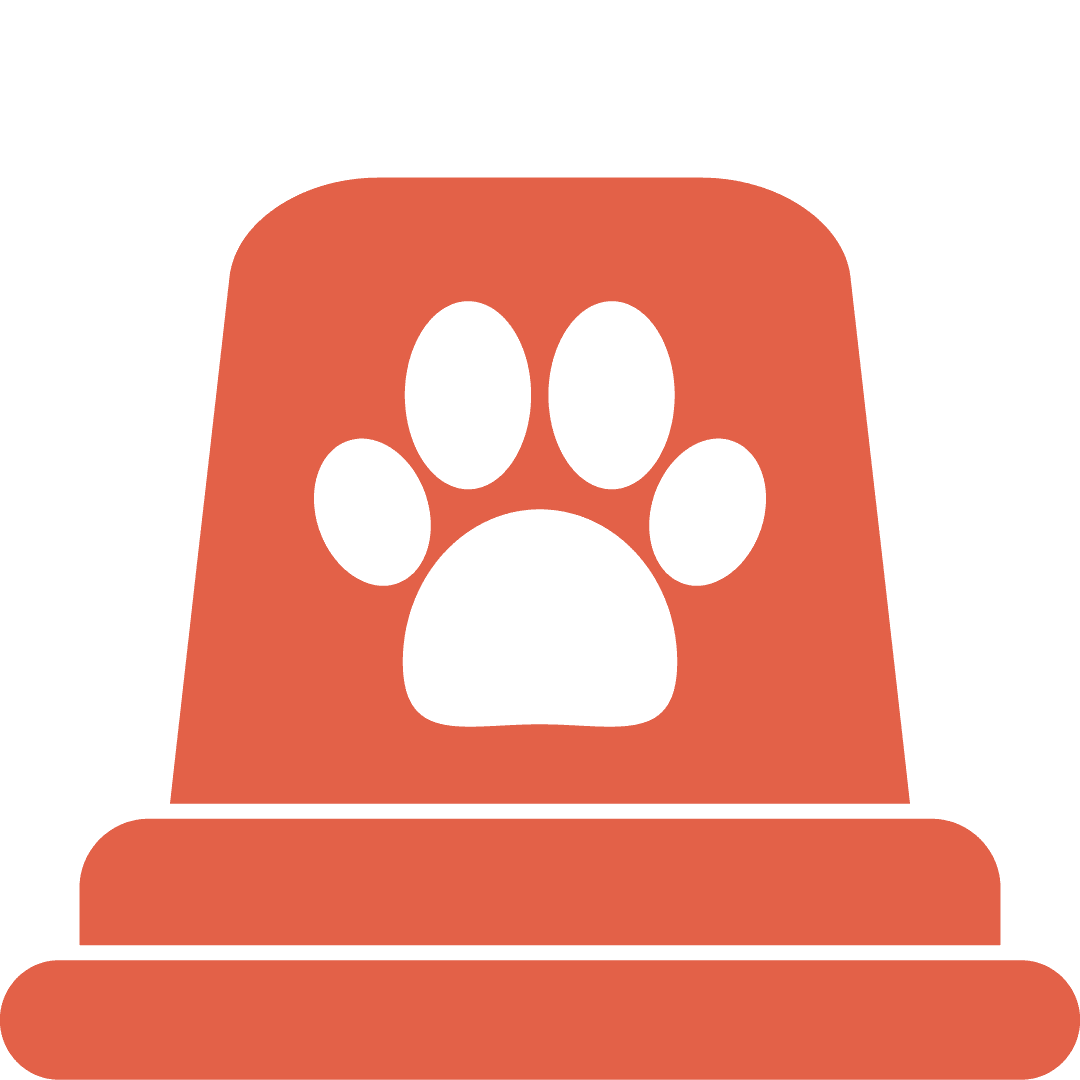 drawing of a light with a paw print on it in orange
